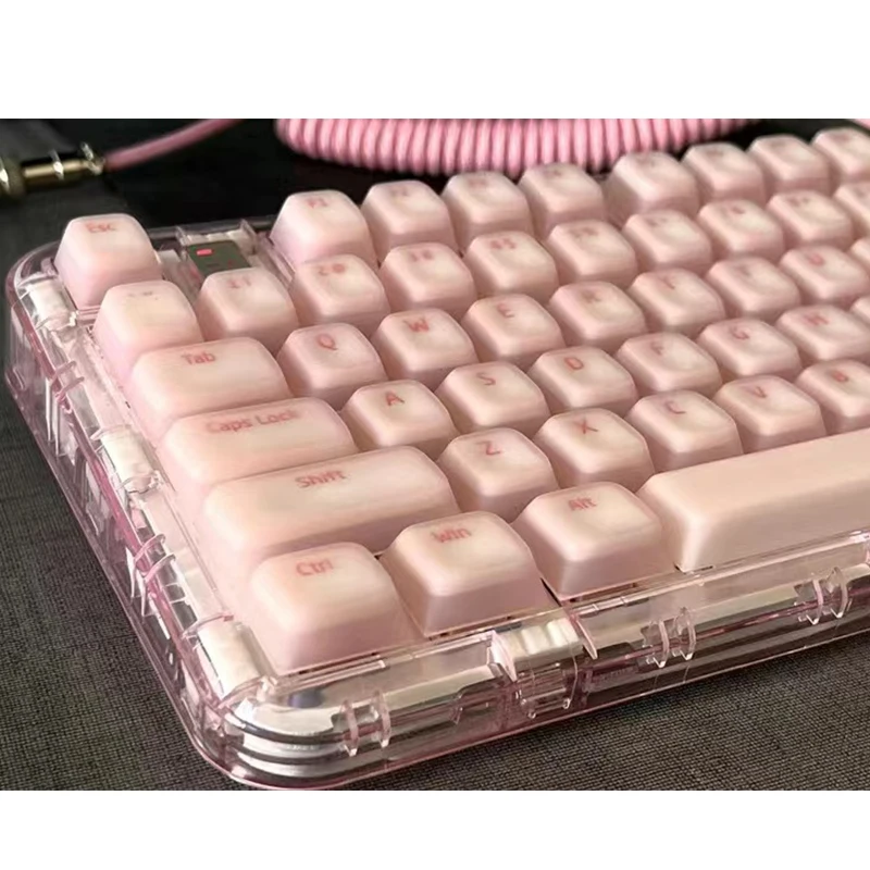 

Wolf Pack CIY Nogi Silicone Keycaps Transparent Soft Cute Pastel Pink Color Original PBT Silent Keyboard Accessories