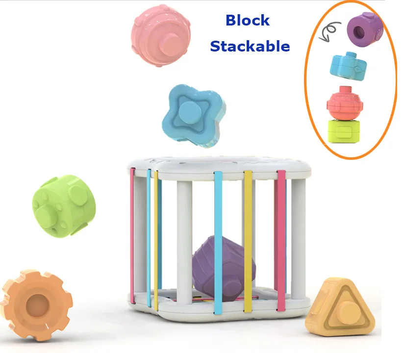 Jeu d'activités, cube trieur de couleurs, jouets sensoriels pour enfants de 2 à 4 ans, tri et empilage, hérisson Montessori