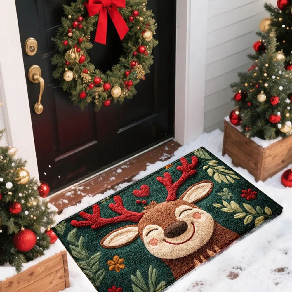 Weihnachts-Fußmatte für Innen und Außen, Lebkuchenmann-Teppich, Frohes Neues Jahr, Heimdekoration, Fußmatte – Detail 2
