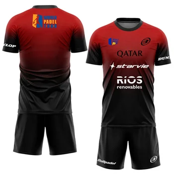 Novo terno de treinamento de tênis padel masculino premium gradiente shorts e camiseta conjunto verão secagem rápida conjunto de duas peças