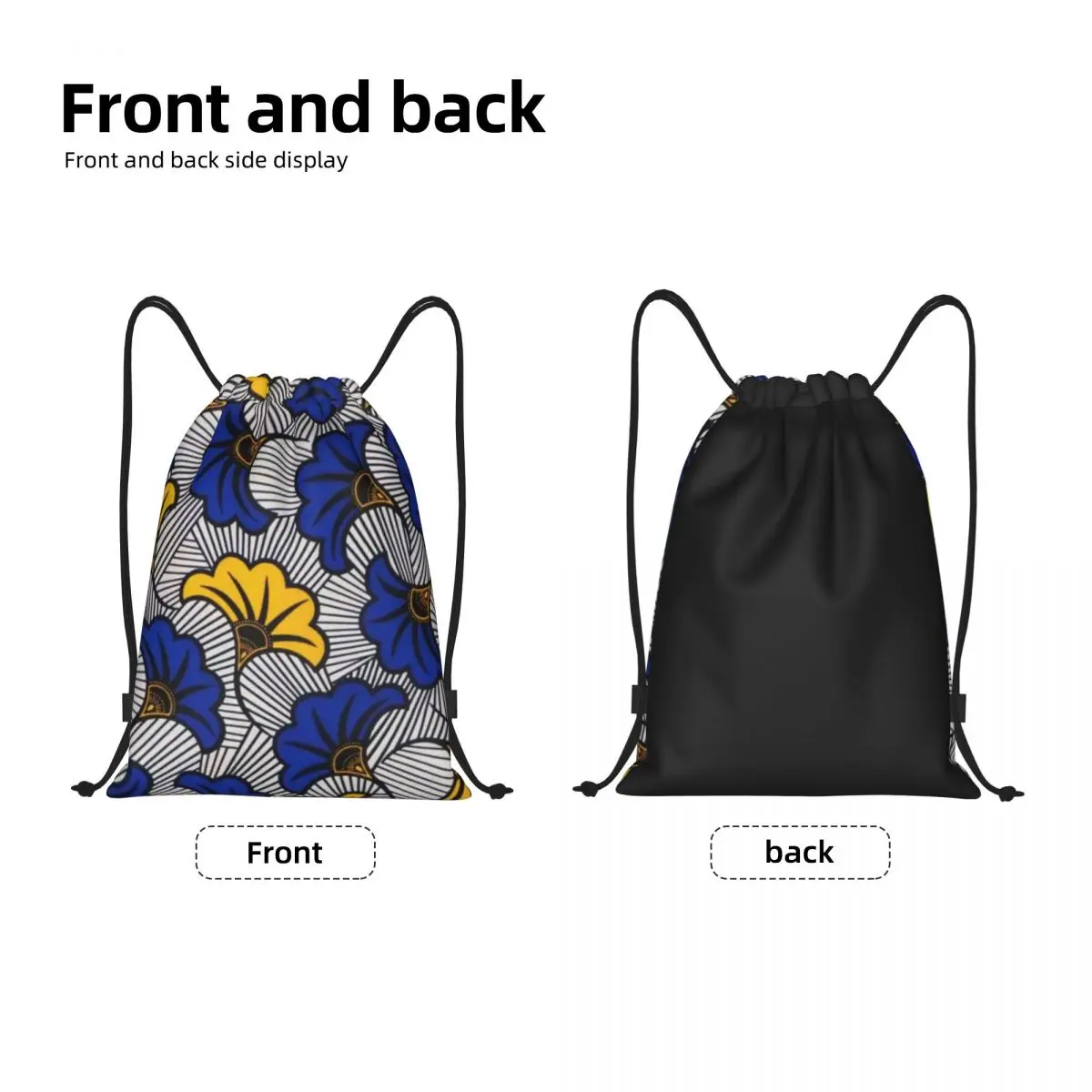 Geometric Ankara Pattern Drawstring Backpack Sports Gym Bag for Men Women African Tribal Art Shopping Sackpack