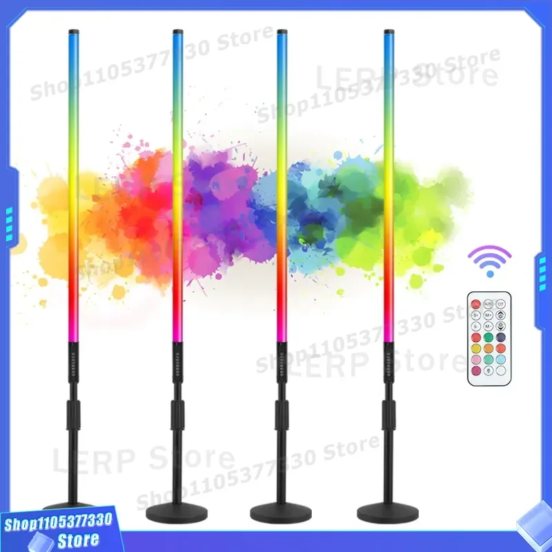 4 Pack T10 RGB LED Tube Light 120cm Wireless Remote Control Rechargeable Battery Strip with Bracket 4ft Flexible Neon Lamp