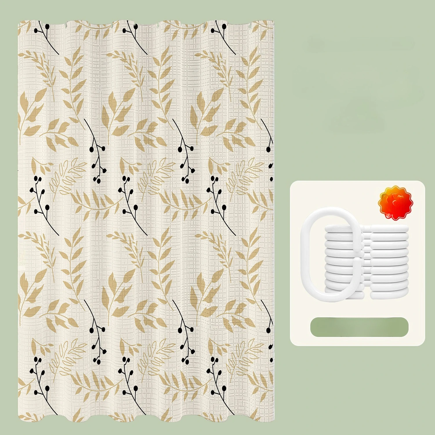 Shower Curtains Flower Print Waterproof Bathroom Curtain Postal Style Farmhouse Linen Dry-wet Separation for Toilet Decor 200cm