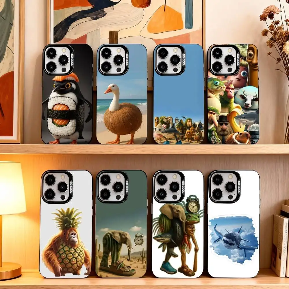 

I-ITALIANO B-BRAINROT animal Phone Case For iPhone17,16,15,14,13,12,11 Plus,Pro Max Black Candy silver phone case