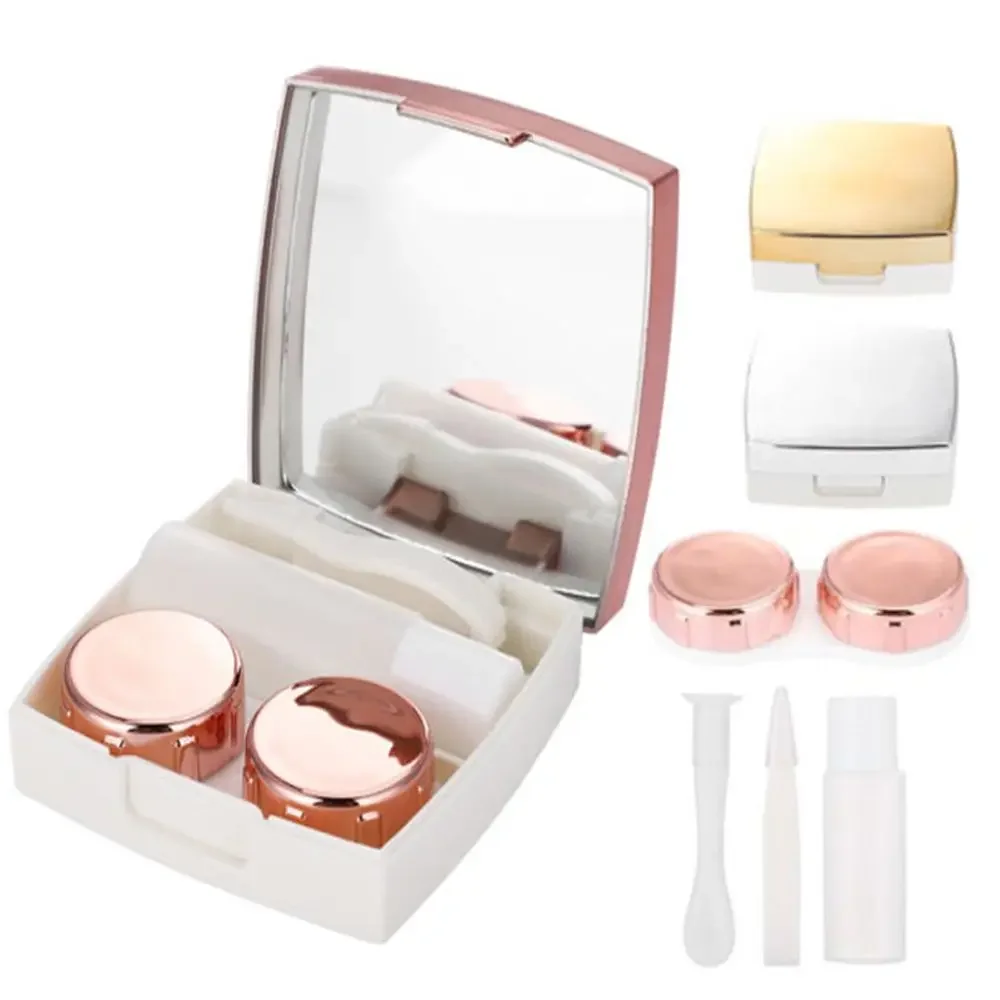 

Hot Sale ABS Plastic Portable Mirror Case Contact Lens Box Lenses Soaking Storage Eye lashes Container