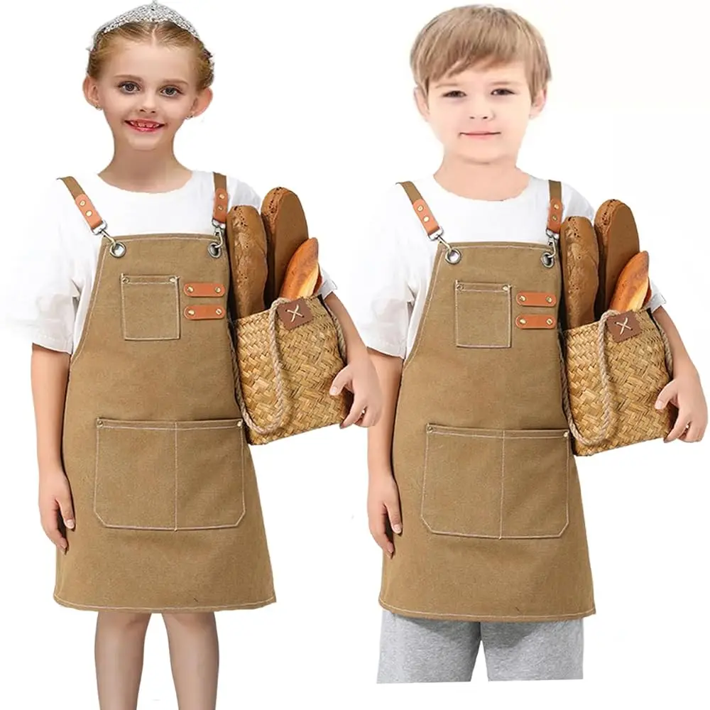 

2 шт. детских холщовых фартуков для мальчиков и девочек, для готовки, рисования, работы на кухне, детский фартук.