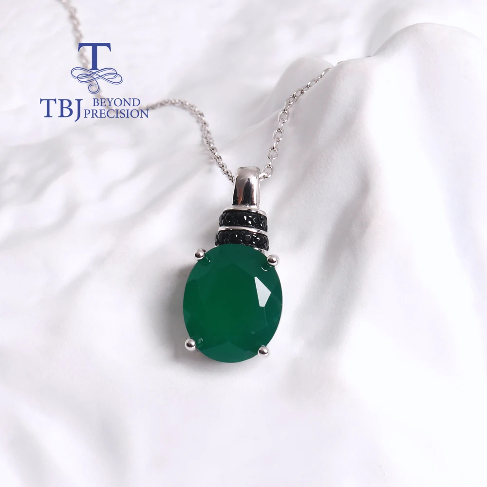 Light luxury Elegant natural green agate Drop pendant necklace 925 silver fine jewelry for women and girls Daily wear gift