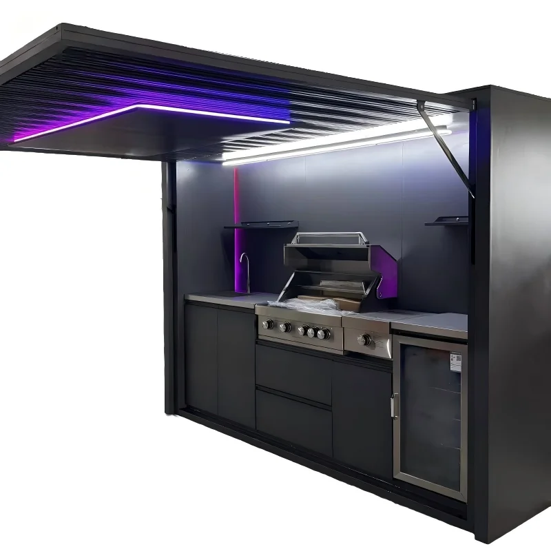 OEM ODM custom garden kitchen weatherproof rust-proof stainless steel barbecue outdoor kitchen set (with pizza oven)