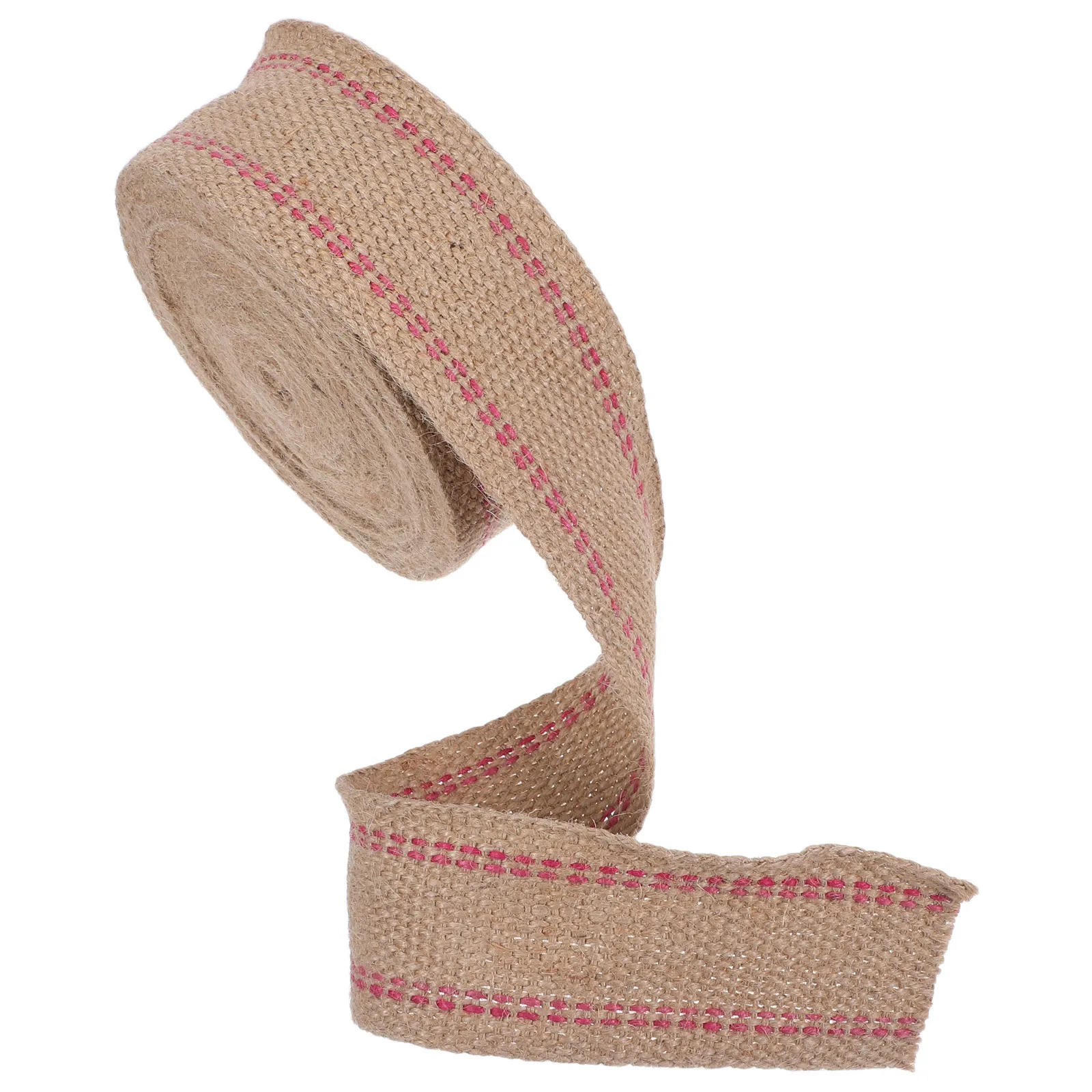 1 Roll Jute Webbing Tape Red Stripes 1.5 Inch Wide Heavy Duty For Chair Repair Craft Projects Furniture Upholstery Diy Outdoor