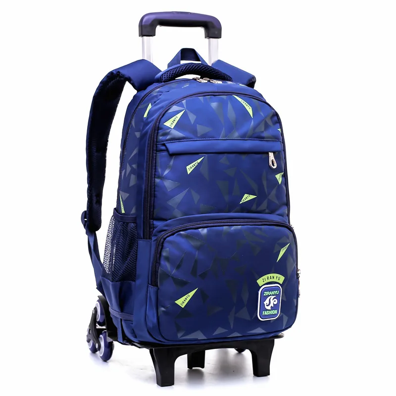 Grades 4-9 Kids Trolley Schoolbag Book Bag meninos meninas Mochila impermeável Removível Crianças Sacos De Escola Com 2/6 Rodas Escadas