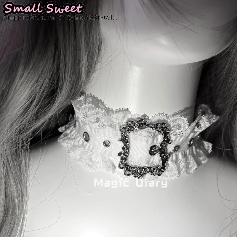 Women Y2K Girl Sexy Ribbon Goth Lolita Choker Lace Ruffle Buckle Subculture Neck Ring Punk Necklaces Sweet Kawaii Gothic Collar