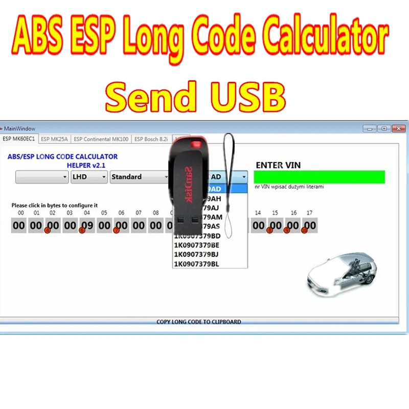 2023 Newest Software for VW ABS ESP Long Code Calculator Helper MK60EC1 ABS ESP Long Code Calculator software+ unlimited install