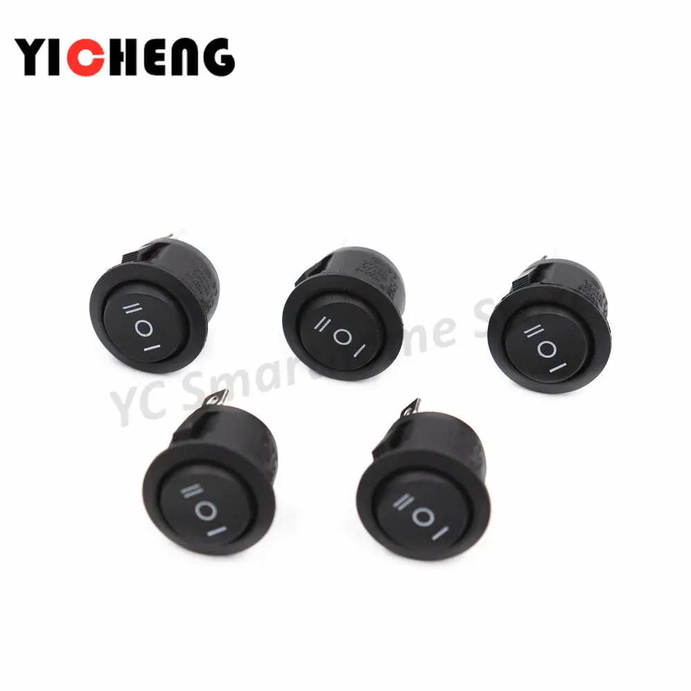 

5 шт. KCD1 220В 2Pin Вкл/Выкл круглый Кулисный переключатель, 3Pin вкл/выкл/вкл круглый Кулисный переключатель