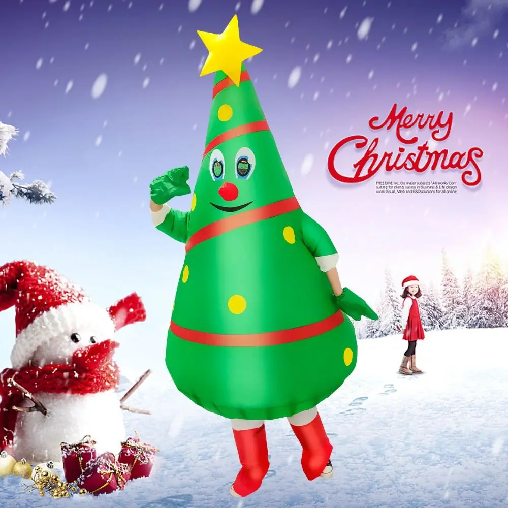 تأثيري التميمة عيد الميلاد نفخ زي ملابس تنكرية للحفلات سانتا كلوز ثلج شجرة فستان الدعائم حفلة كرنفال عيد الميلاد