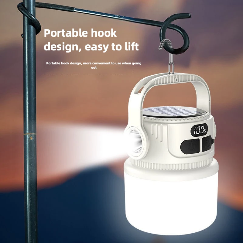 Solar Outdoor Camping Lamps Ultra-Long Battery Life Multi-Functional Portable Lamps USB Rechargeable Lighting Lamps Flashlights
