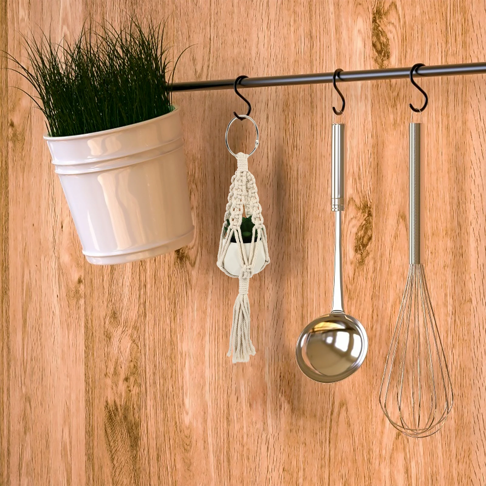 

2pcs Cotton Rope Flower Pot Hanger Handmade Macrame Planter Basket For Hanging Plants Garden Decor Woven Basket Gardening Hanger