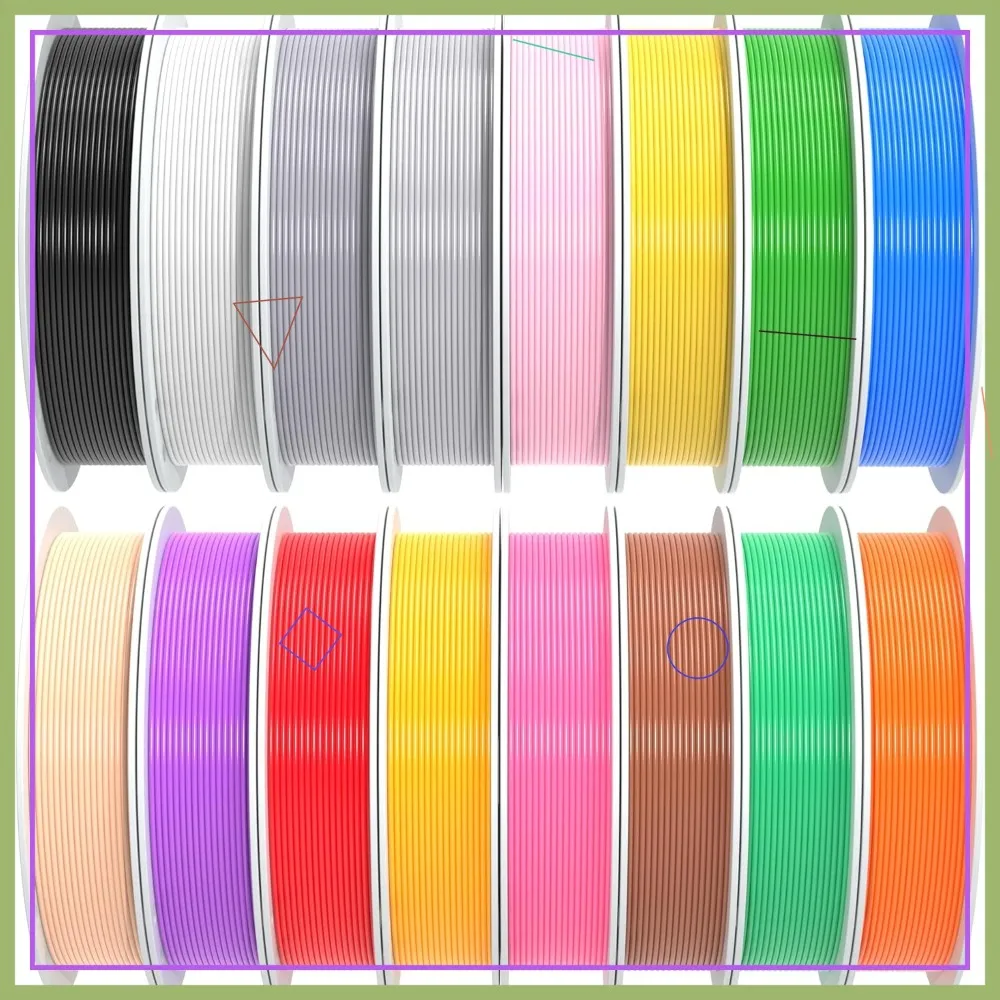 PETG 3D Printer Filament 1.75mm, High Precision Durable, Dimensional Accuracy +/- 0.02mm, 4kg 16 Colors, for FDM Printers
