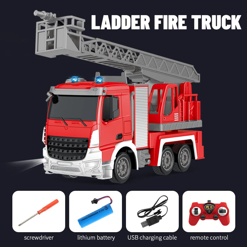 1:24 Six-pass light remote control 2.4G para-frequency elevated fire trucks