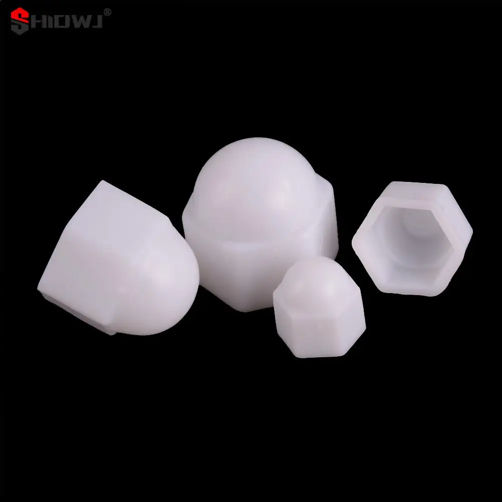 10Pcs/set M6 M8 M10 M12 White Dome Bolt Nut Protection Caps Cover Hex Hexagon Nuts Protection Cover Nuts Replacement Parts Caps