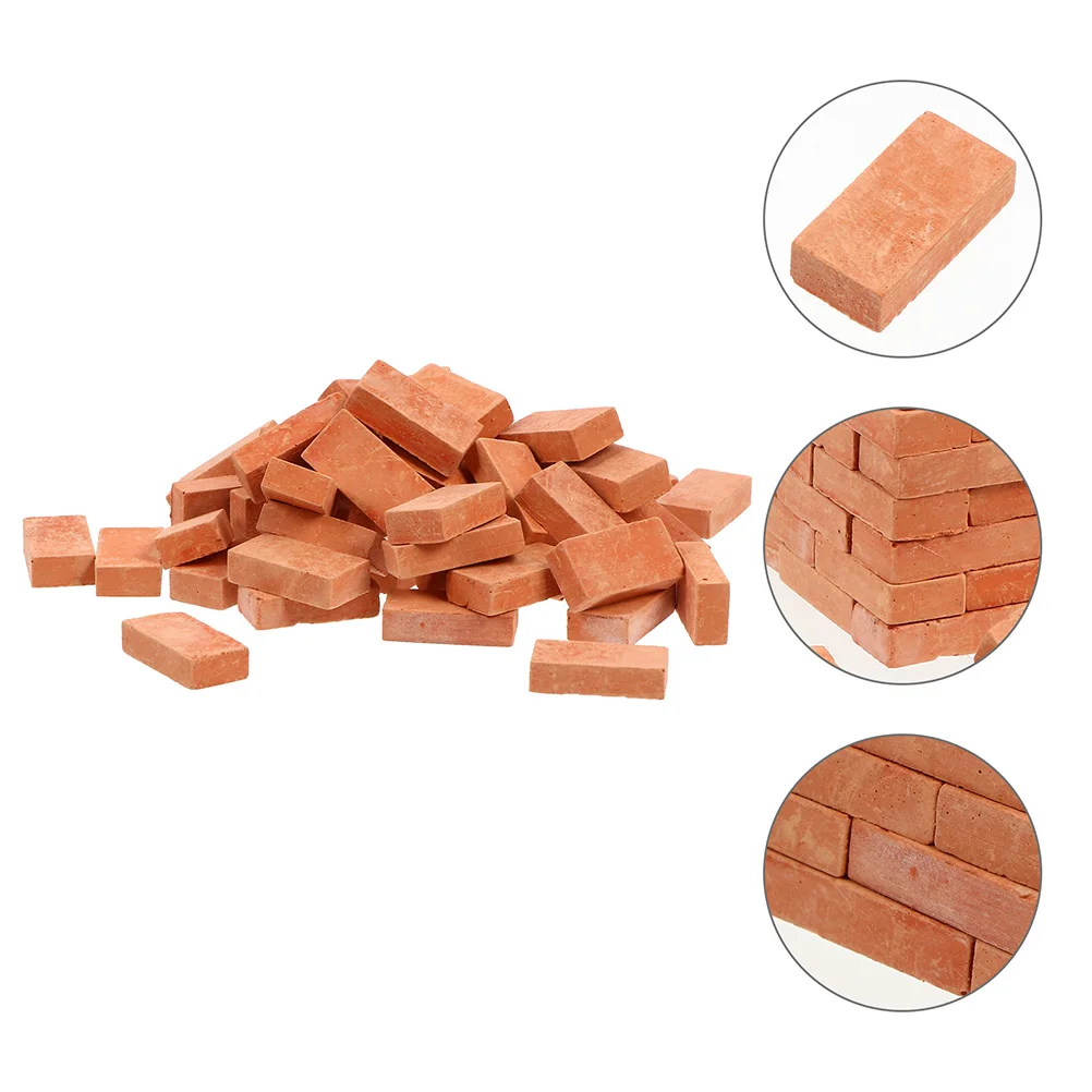 50 Pcs Simulated Brick Mini House Bricks Toys Miniature Clay Realistic Fake Decor Models Props