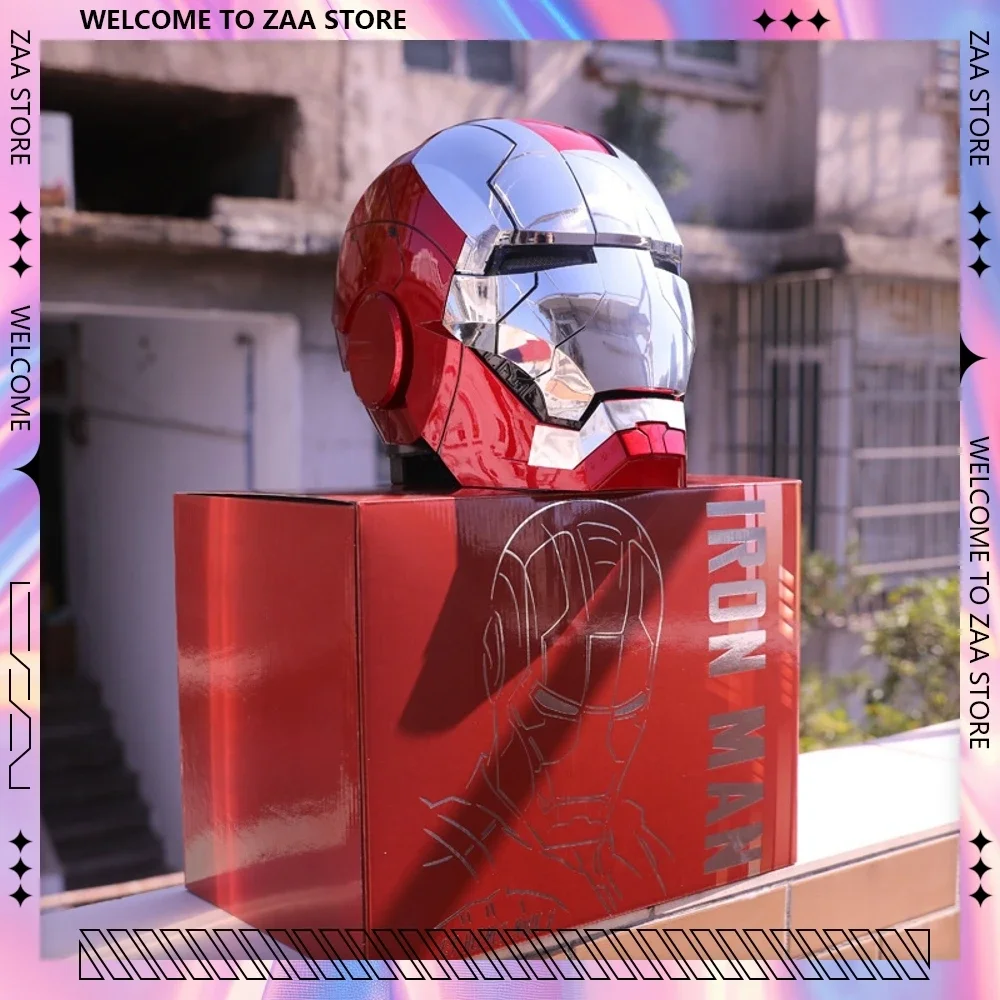 New Iron Man Helmet MK5 Eyes 1/1 Cosplay Voice Control Avengers Metal Mask Electric customized Voice Control Helmet Toy Kid Gift