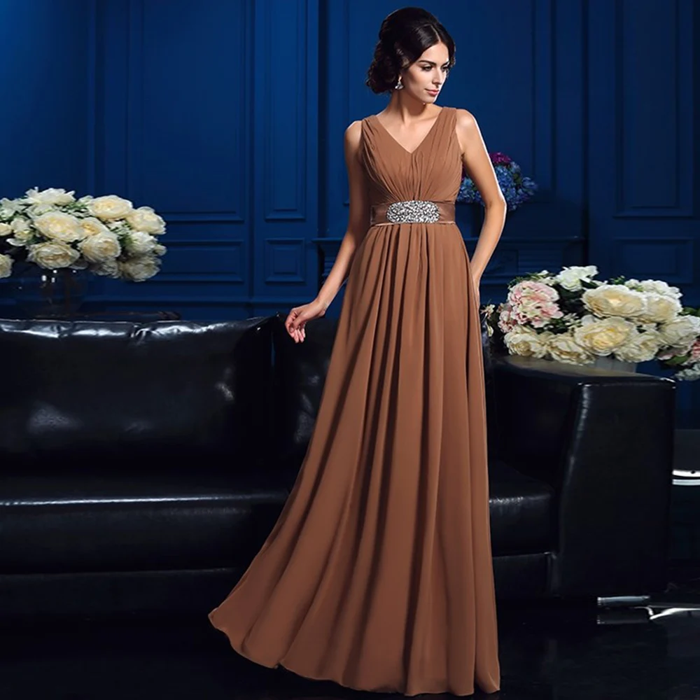 Chiffon Moeder Van De Bruid Jurken 2022 V-hals Plooi Luxe Formele Jurk Voor Moeder A-lijn Avond Party Dress Robe De soiree