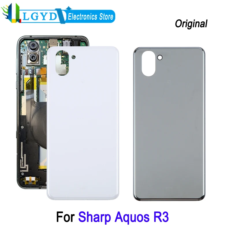Copertura posteriore della batteria in vetro per parte di ricambio della copertura posteriore del telefono Sharp Aquos R3 2019, con logo