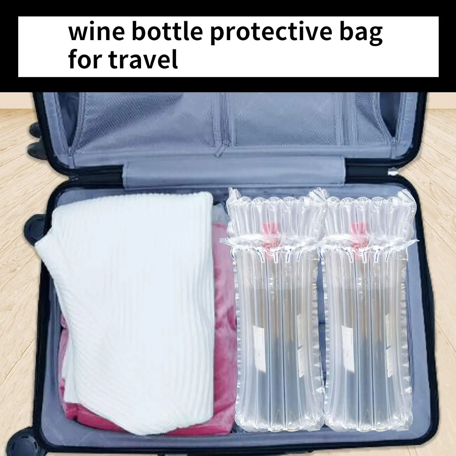 20 Wine Bottles Travel Protector Bag Inflatable Bubble Sleeve of 750ml Bottle Package Bubble Wrap for Airplane Safe Shipping