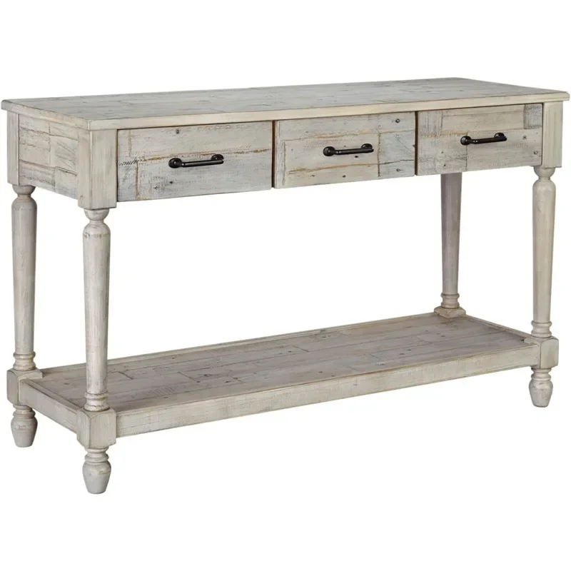 Shawnalore Farmhouse Solid Pine Sofa Console Table for Living Room Easy to Assemble