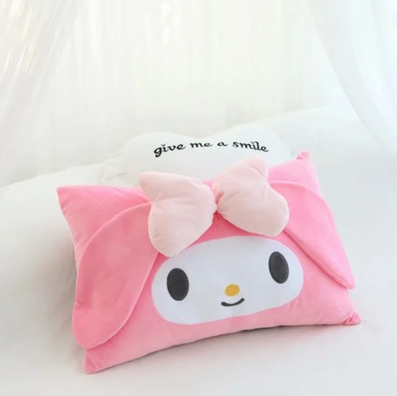 40Cm*60Cm Cute Cartoon Plush Pillow Cover Kuromi My Melody Kt Cat Kawaii Soft Anime Plushie Detachable Pillowcase Bedroom Dector