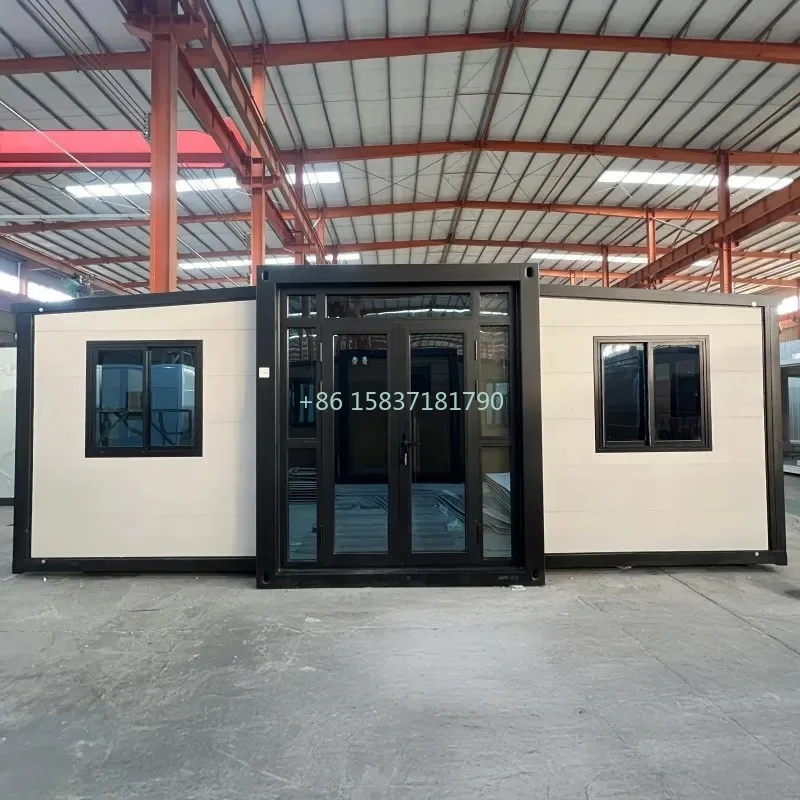 

Wood Grain Expandable Container House Luxury Tiny House Prefab 3 Bedroom Modular Tiny Home with Bathroom Kitchen Ready to Live