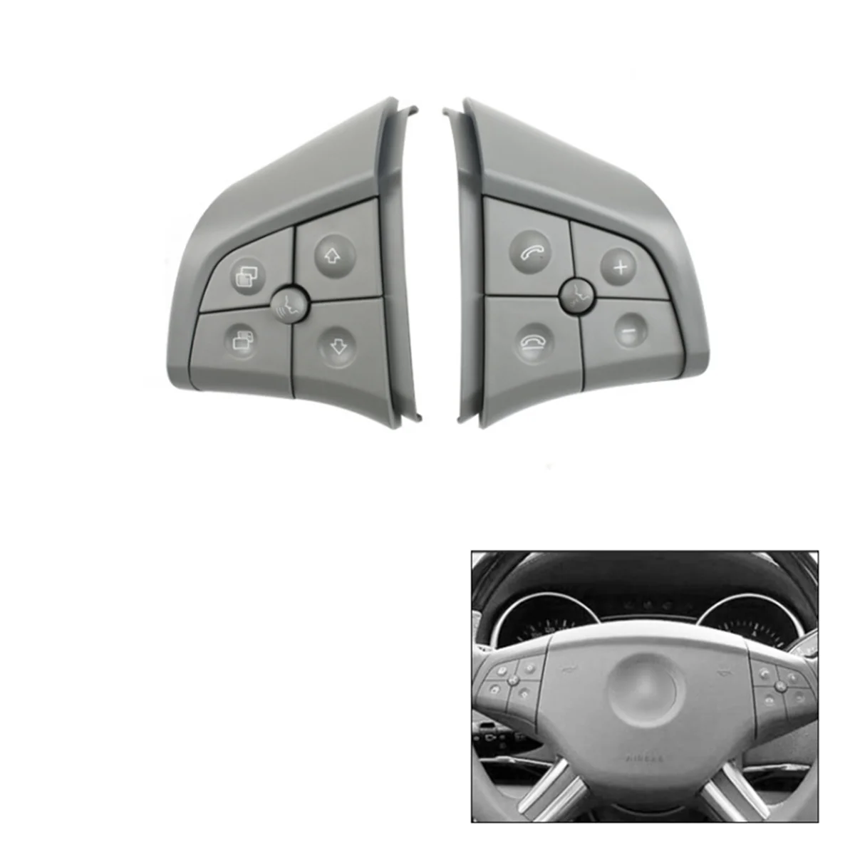 Car Multi-Function Steering Wheel Switch Buttons for Mercedes Benz ML GL R B-Class W164 W251 W245 Grey