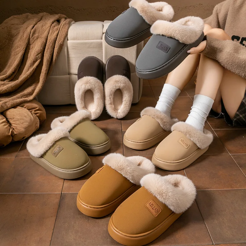 

Хлопковые женские тапочки на осень и зиму, утолщенные бархатом, модные и универсальные, подходят для теплых пар.