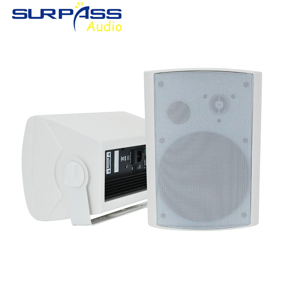 6 Inch 50W Active Wall Mounted Bluetooth Speaker Wall Speaker One Pair Home Audio Sound System Music Loudspeaker for Classroom