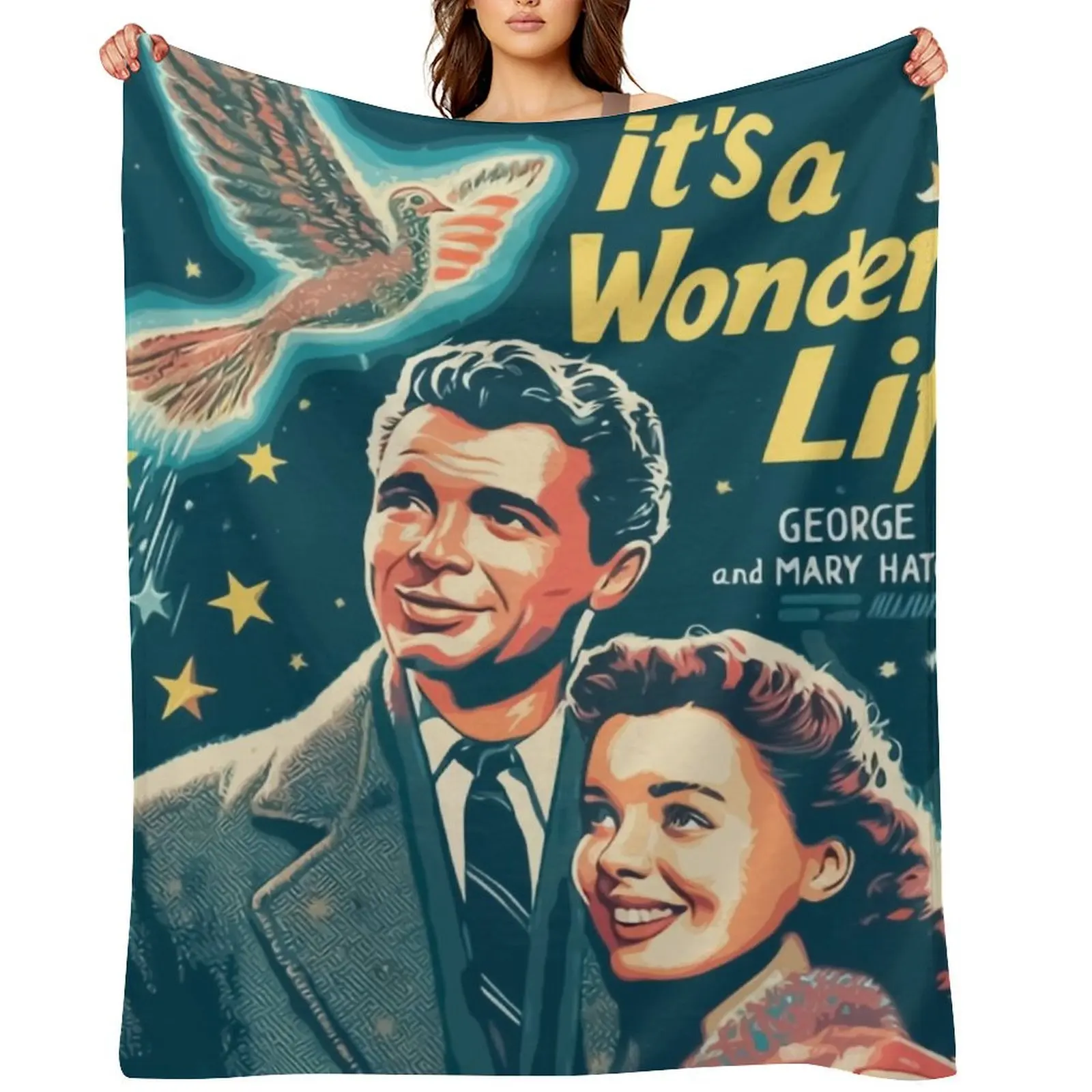 It's A Wonderful Life - Christmas Movie Every Time A Bell Rings An Angel gets its wings Vintage Throw Blanket Comforter Blankets