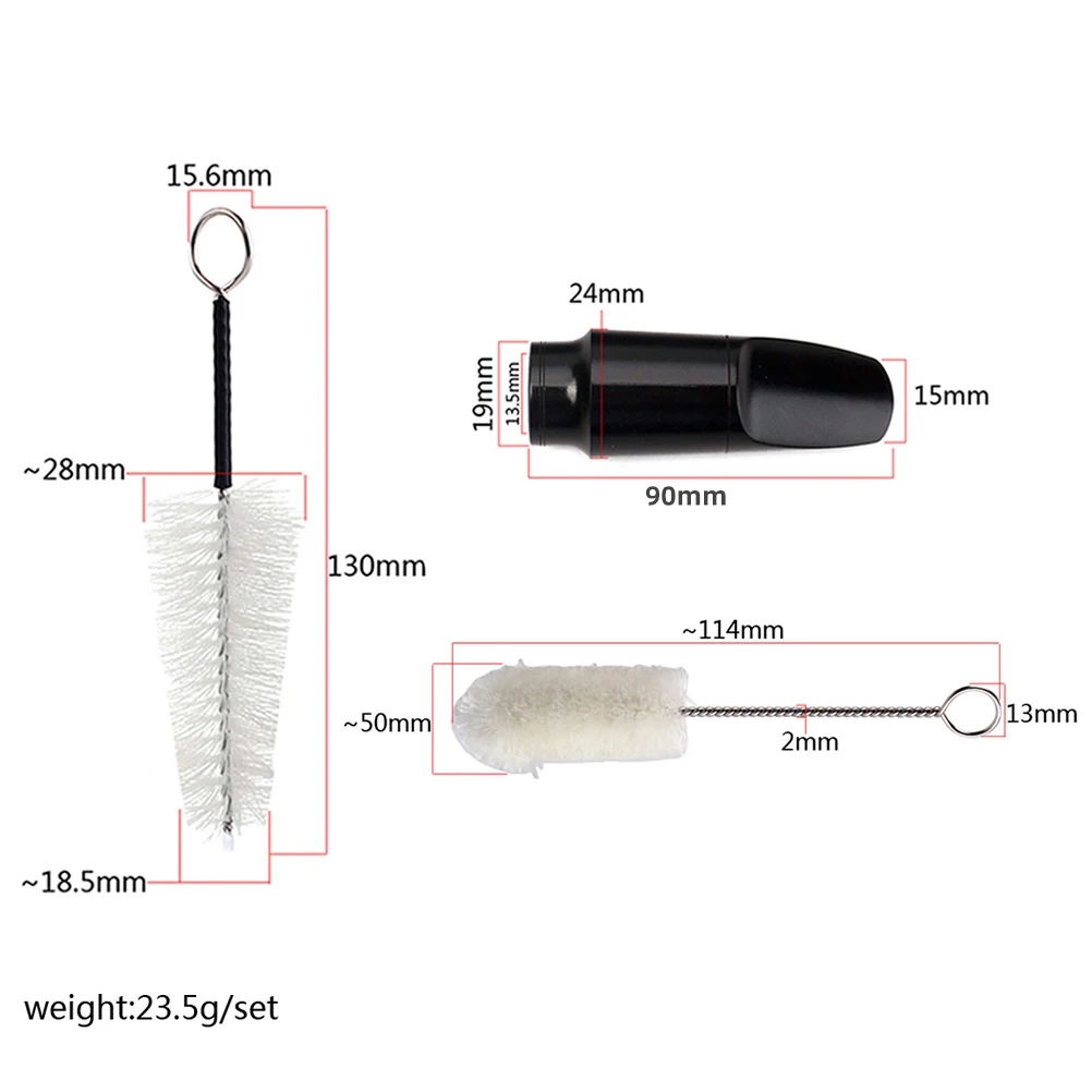 

2Pcs Saxophone Mouthpiece for Soprano Easy Blow Clear Smooth Tone Saxophone Instrument Accessories Cleaning Brush