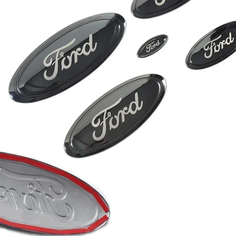 3pcs Car Front Emblem Rear Logo Steering Wheel Sticker For Ford Focus Territory Explorer Taurus Edge Escort Escape Mondeo Sedan view 3