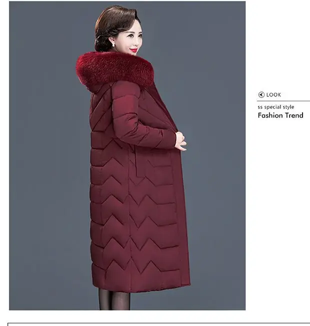 Middle Aged Mother Down Cotton Jacket 6XL Winter Oversized Thick Hooded Coat Windproof Rainproof Female Warm Long Parka Overcoat