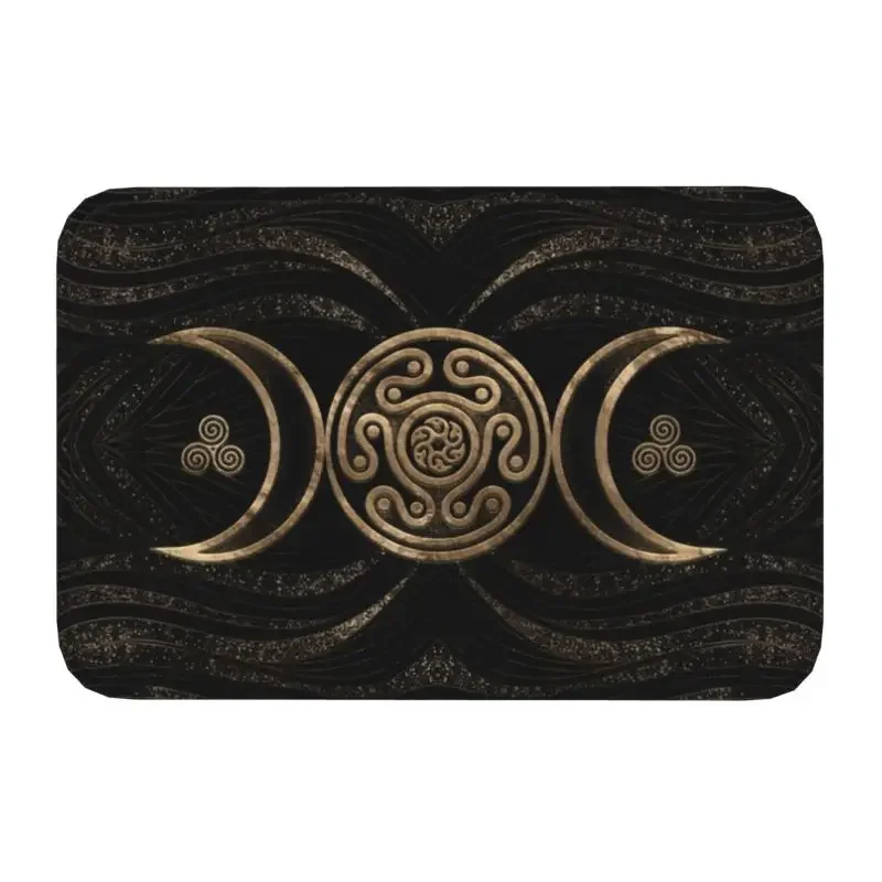 Goth Witch Triple Moon Entrance Doormat  Anti-Slip Pentagram Pagan Wiccan Goddess Bathroom Kitchen Balcony Rug Bath Foot Pad