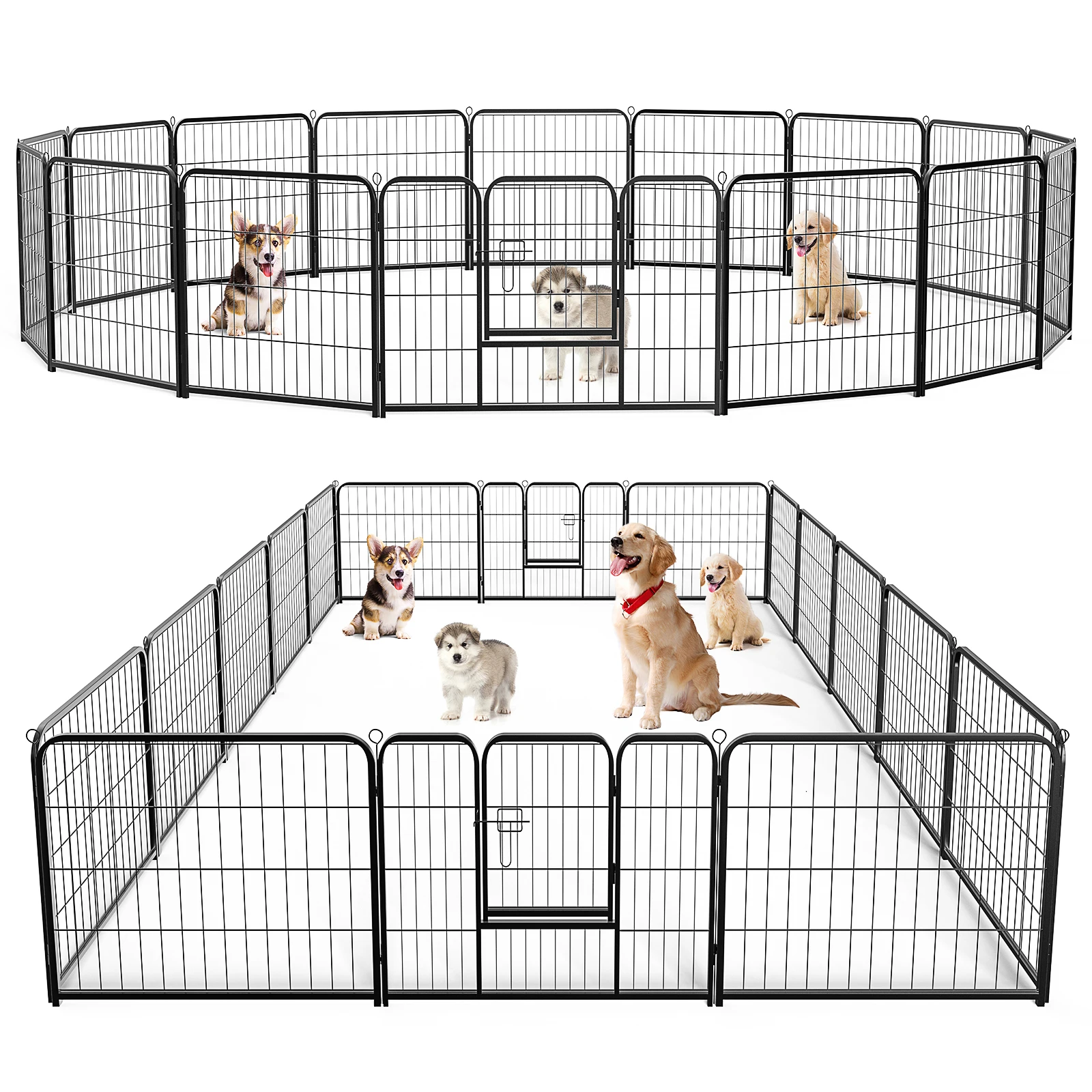 24 Inch Height  Dog Playpen Folding Indoor Outdoor Dog Exercise Fence with Door for Large Medium Dogs