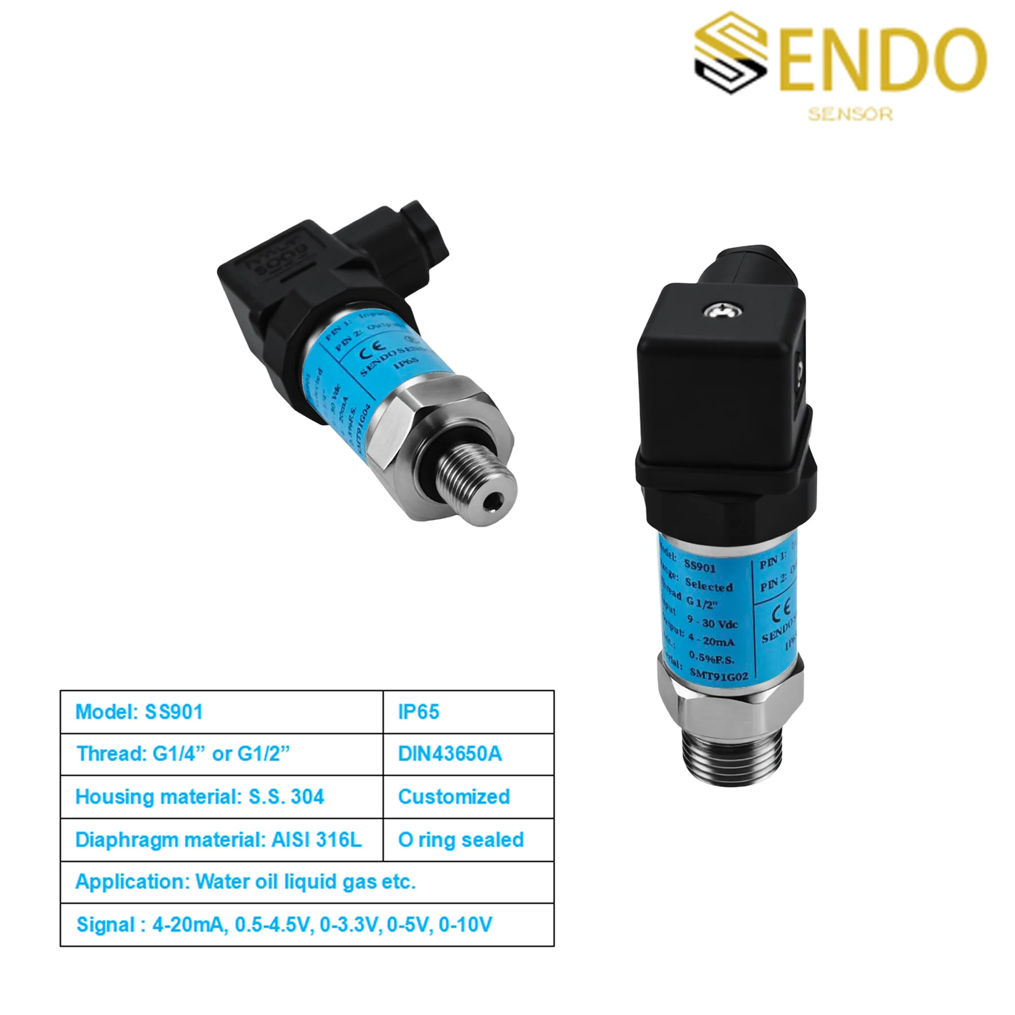 

water oil pressure sensor transmitter 10bar gauge 40mpa 60 mpa 4 20mA 0 10V 0.5 4.5 v 0 to 3.3V G 1 4 G1/2" thread 12V 24V dc