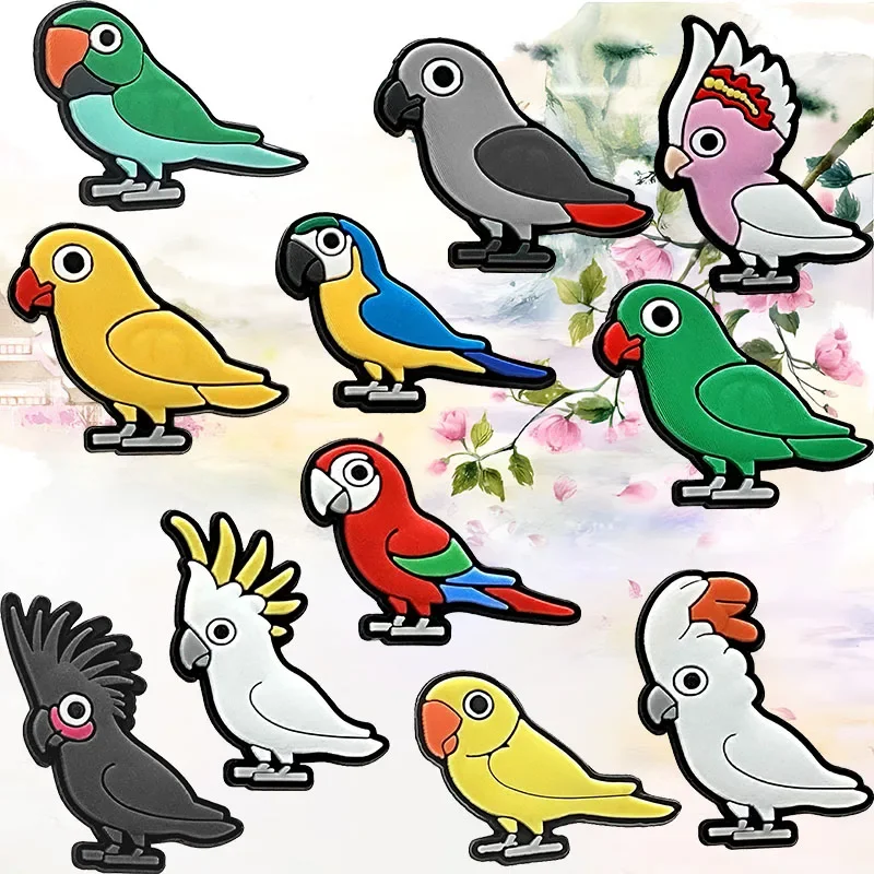 Shoe Charms for Crocs Accessories Parrot Bird Shoes Charm for Croc Decorations Pins Men Accessory Jeans Woman Clogs Clips Badges