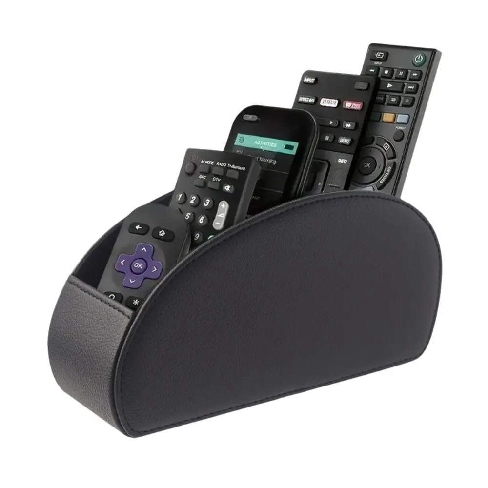 PU Leather Remote Control Holder Universal Modern Remote Control Box Multi-Device Cable Management Desktop Storage Box