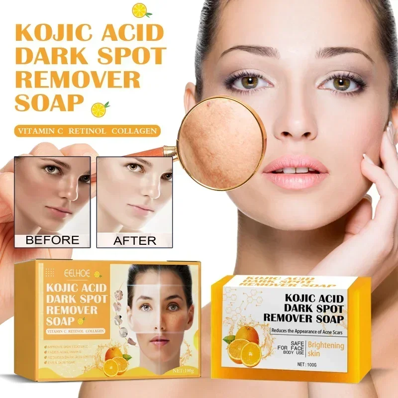 Sdotter New Kojic Acid Lightens Dark Spots Soap remover acne Whitening Bleaching exfoliating Soap Cleaning Pores Brighten Skin c