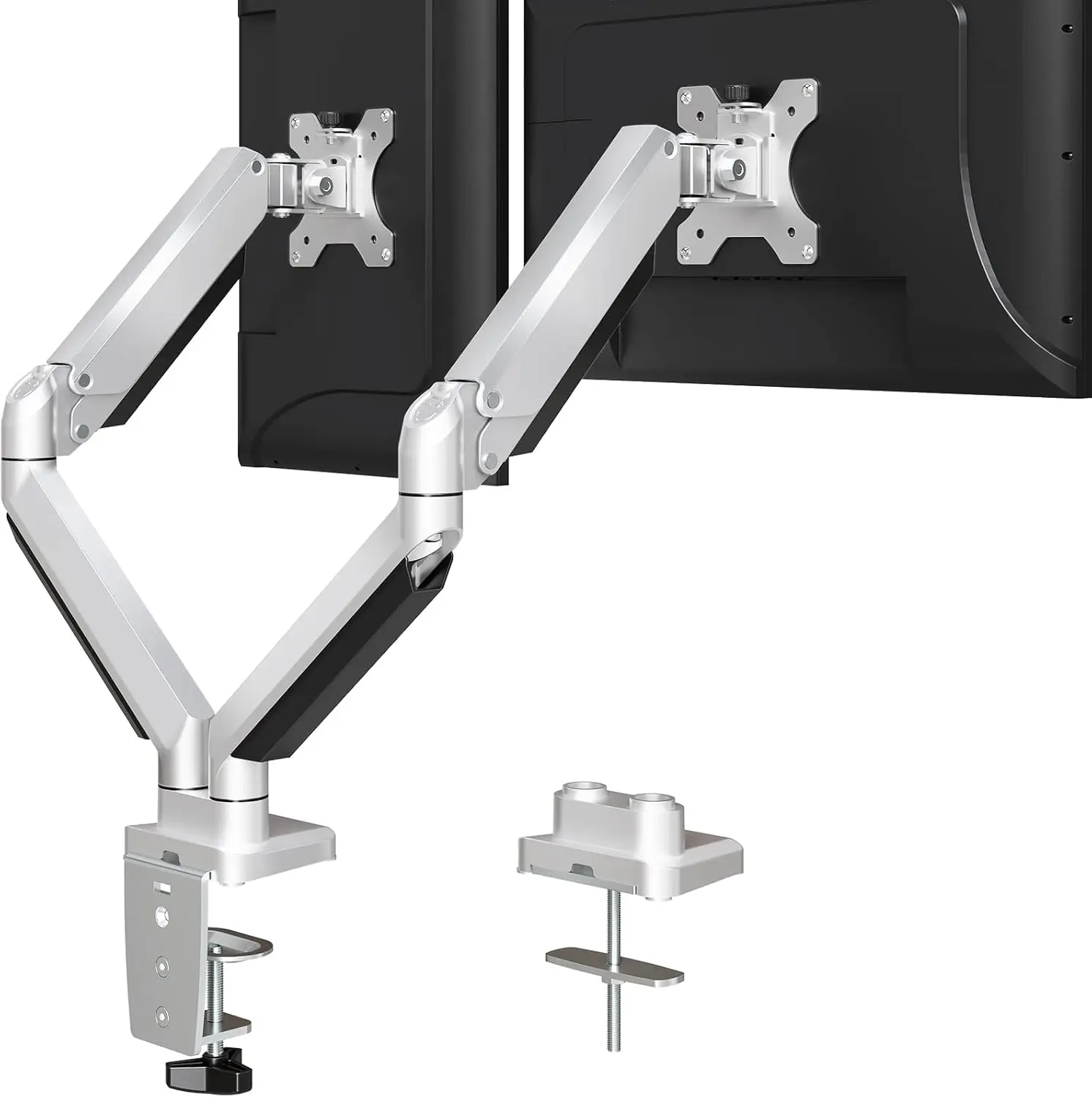 

Dual Monitor Desk Mount, Fully Adjustable Aluminum Arm for 2 Screens 17-32 Inch, Each Holds 4.4-19.8LBS