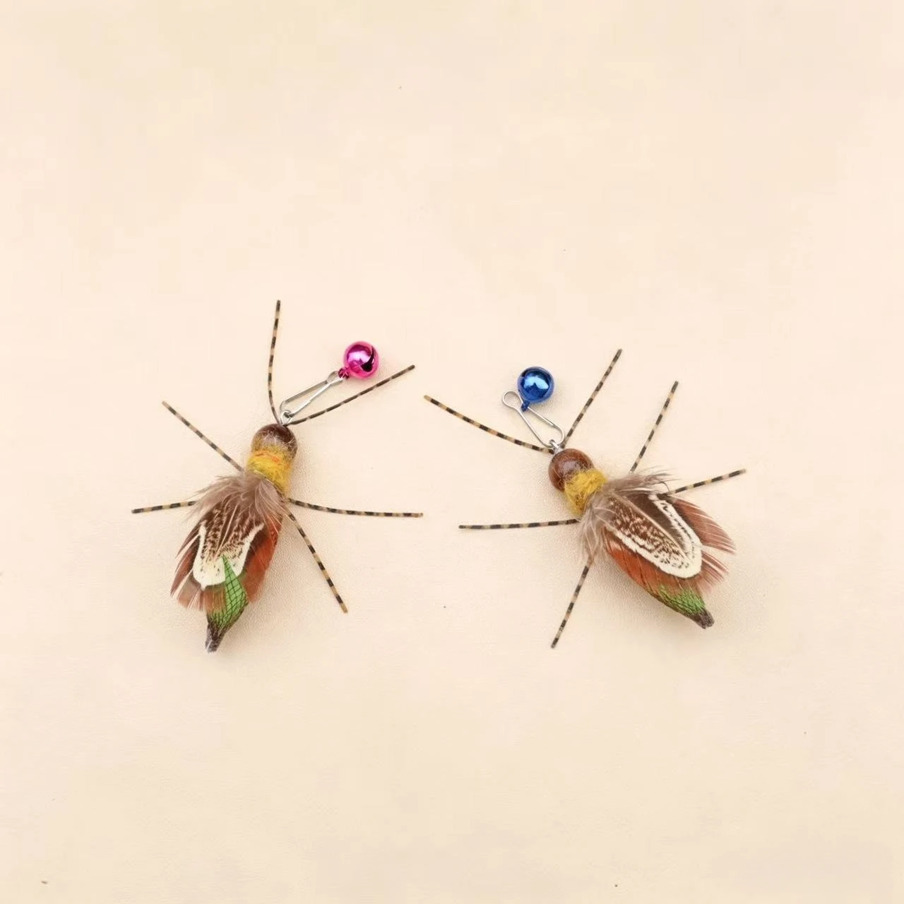 2/4pcs Artificial Insect Cat Toy Teaser Stick for Changing Heads Feather Pet Toys Wand Accessories
