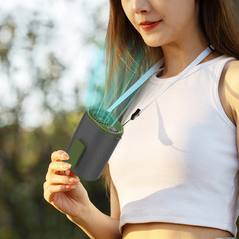 

Portable Mini Waist Fan 3-Speed with LED Flashlight Rechargeable Belt Fan Hands-Free Clip Fan Strong Airflow for Jobsite Outdoor