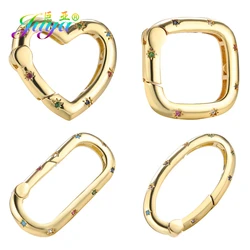 Juya 18K Real Gold Plated Creative Accessories Lobster Fastener Spring Carabiner Clasps For DIY Mesh Chains Charm Jewelry Making