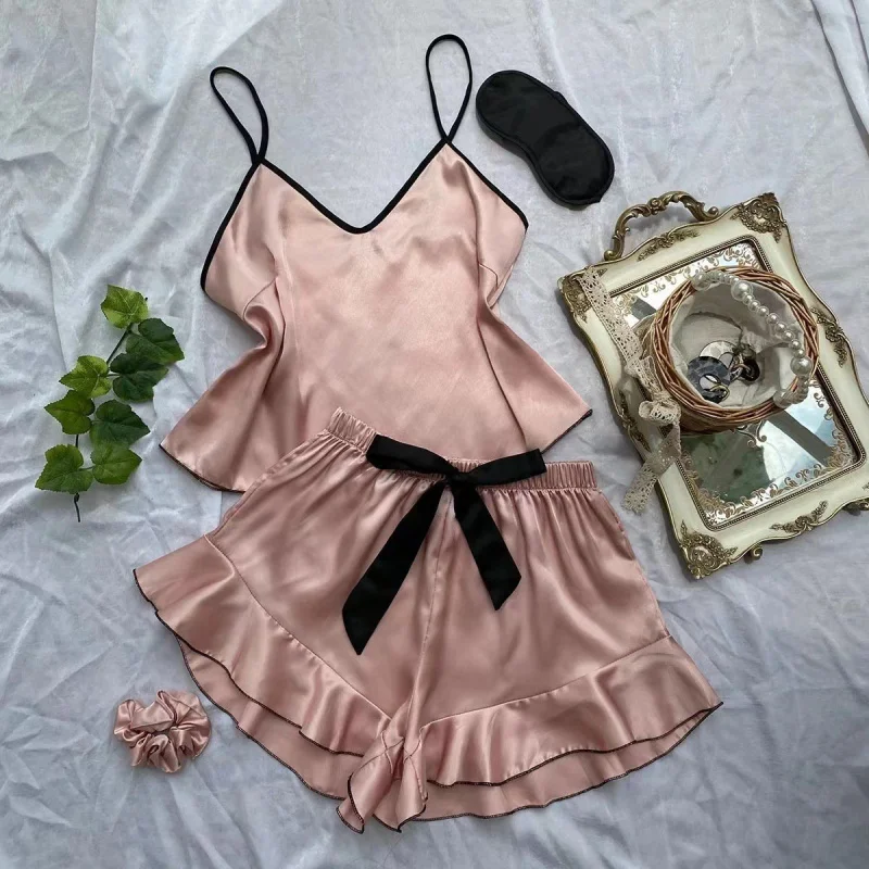 

European And American Style Lingerie Set For Women, Pure And Faux Silk Pajamas, Women's Underwear