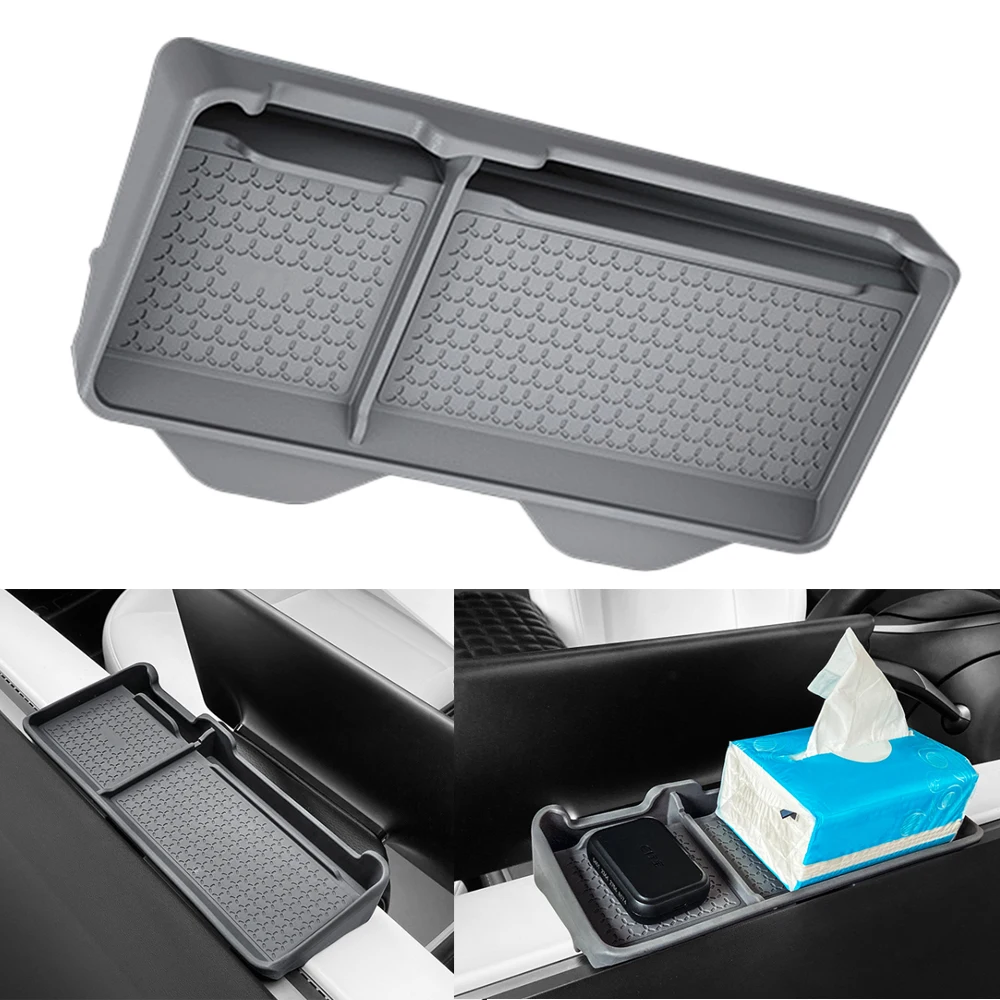 

Fit for Tesla Model 3/Y Dashboard Behind Navigation Screen Storage Box Silicone Organizer with Self-contained Magnet